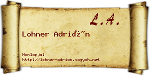 Lohner Adrián névjegykártya